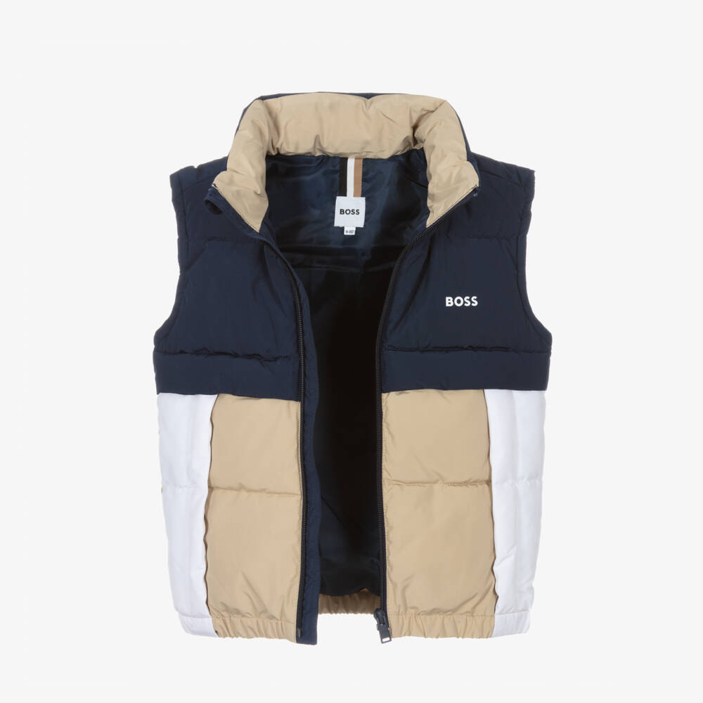 BOSS-Boys Dual-Tone Blue Gilet | Childrensalon Outlet