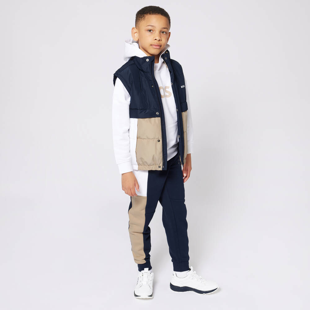 BOSS-Boys Dual-Tone Blue Gilet | Childrensalon Outlet