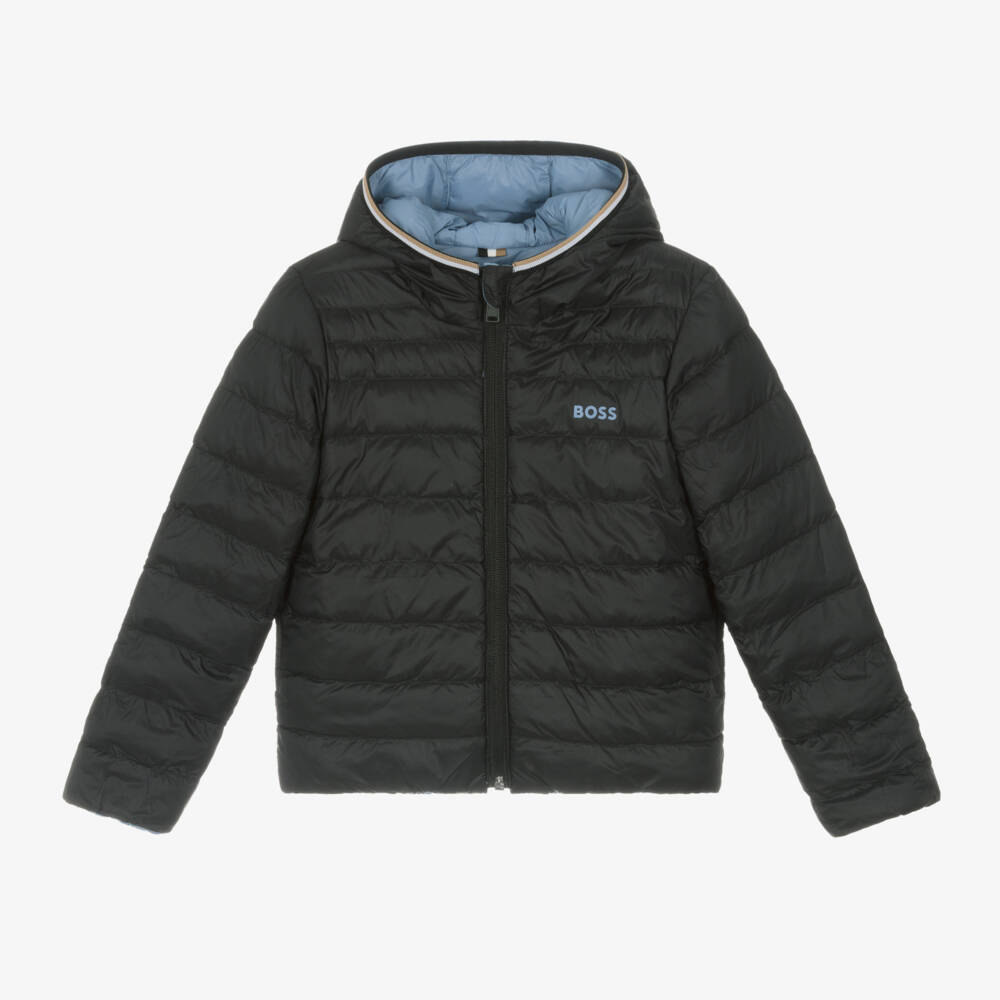BOSS-Сине-черная двусторонняя куртка-пуховик для мальчиков | Childrensalon Outlet