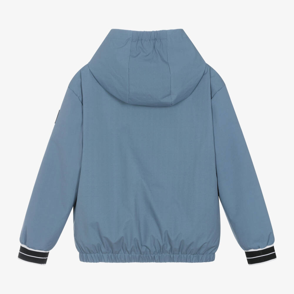 BOSS-Boys Dusky Blue Hooded Jacket | Childrensalon Outlet