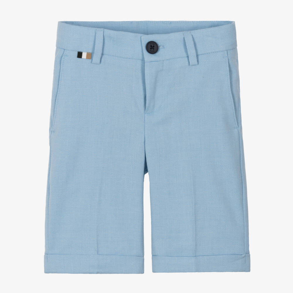 BOSS-Boys Elegant Blue Dress Shorts | Childrensalon Outlet