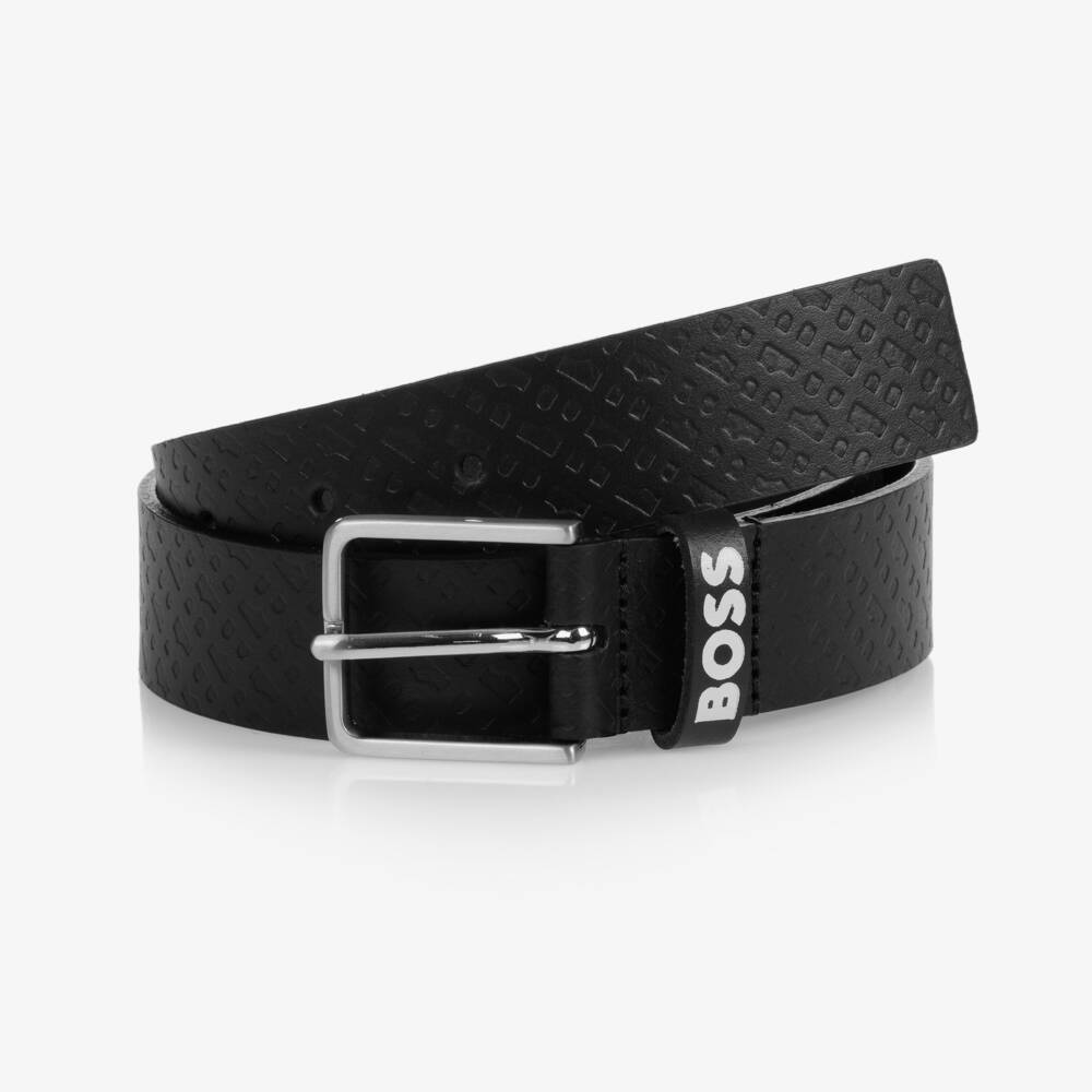 BOSS-Boys Elegant Ebony Leather Belt | Childrensalon Outlet