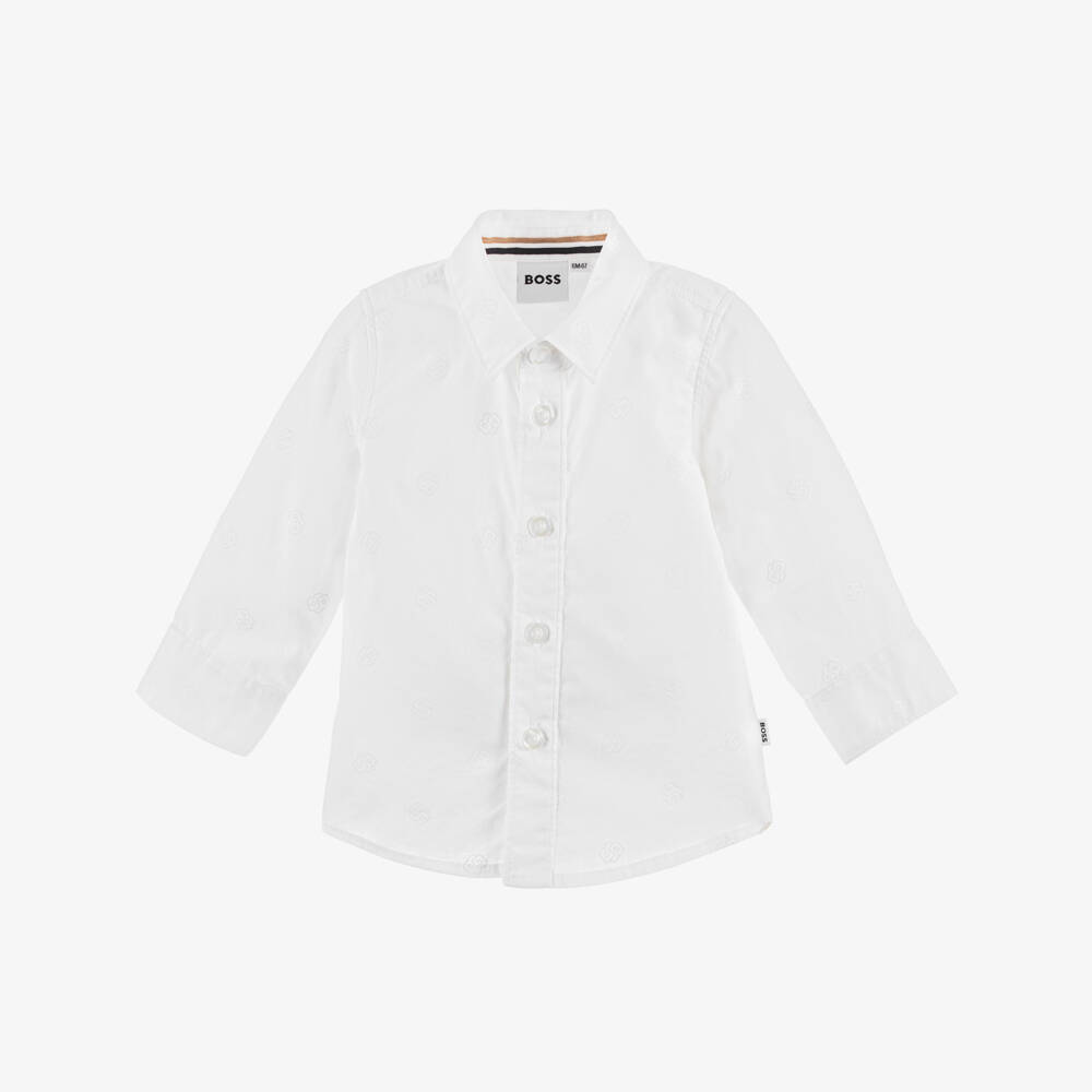 BOSS-Boys Elegant Monogram Poplin Shirt | Childrensalon Outlet