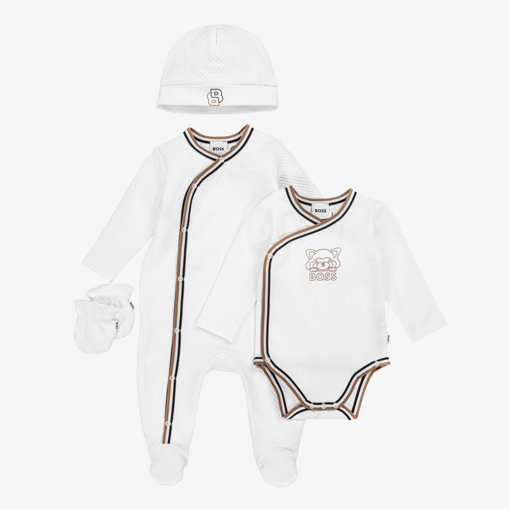 BOSS-Элегантный белый хлопковый комплект для мальчиков | Childrensalon Outlet