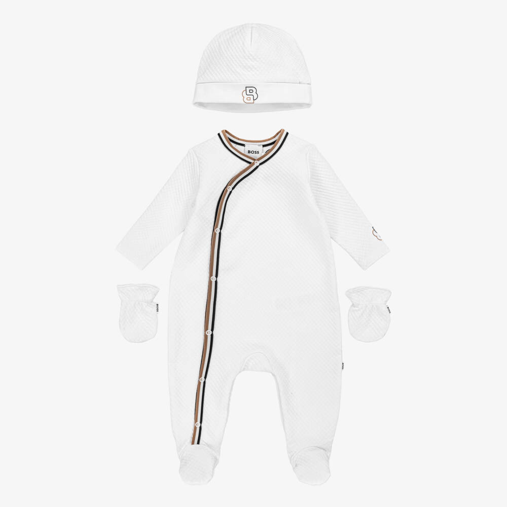 BOSS-Boys Elegant White Cotton Set | Childrensalon Outlet