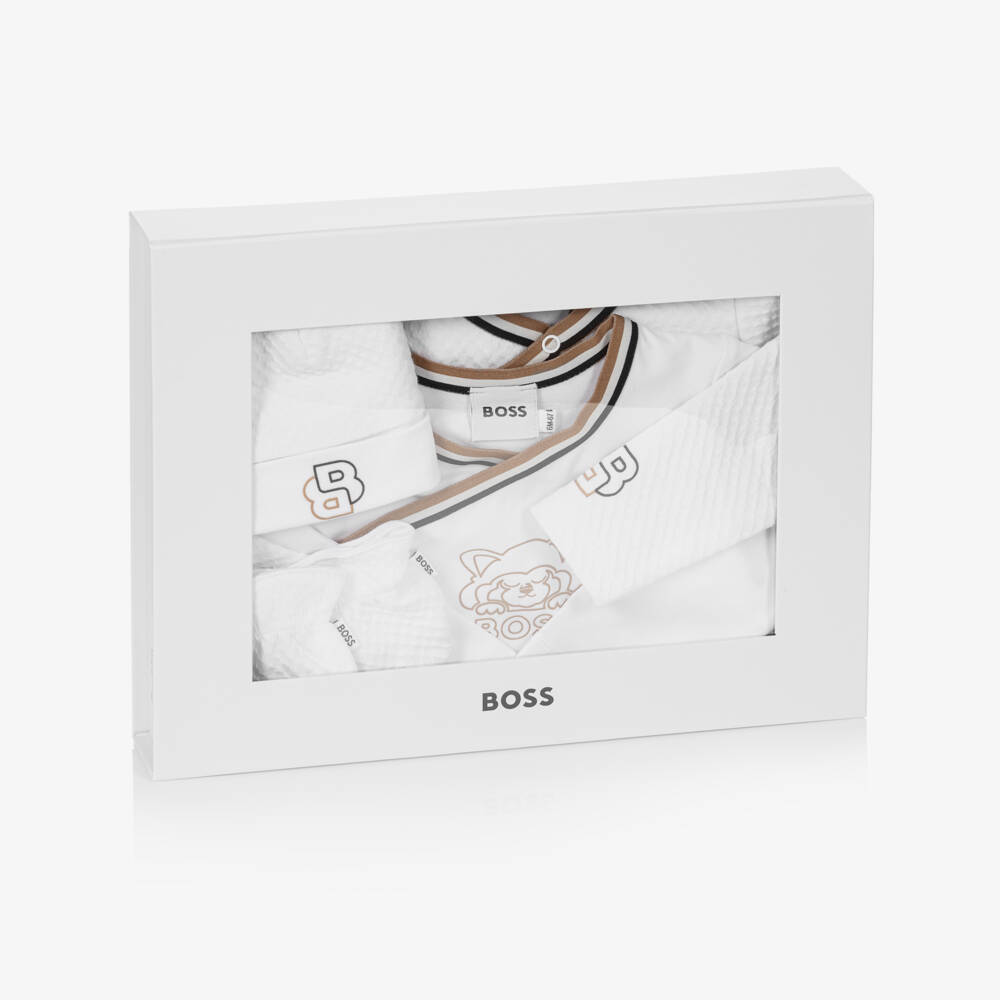 BOSS-Boys Elegant White Cotton Set | Childrensalon Outlet