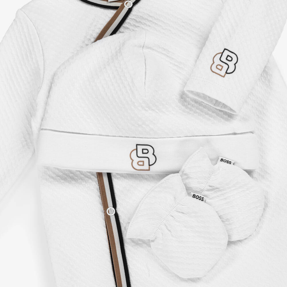 BOSS-Boys Elegant White Cotton Set | Childrensalon Outlet