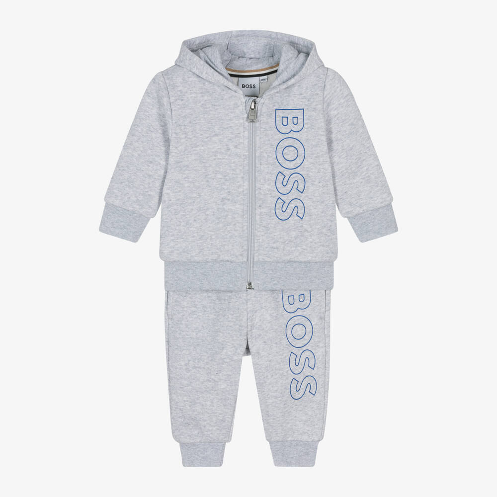 BOSS-Boys Fleecy Grey Tracksuit | Childrensalon Outlet
