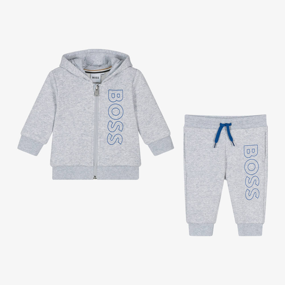 BOSS-Boys Fleecy Grey Tracksuit | Childrensalon Outlet