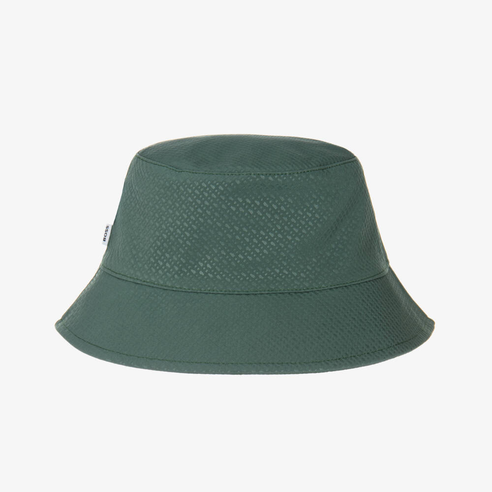 BOSS-Boys Forest Green Reversible Bucket Hat | Childrensalon Outlet
