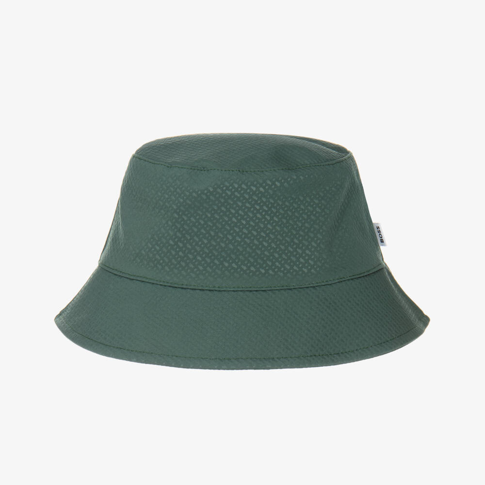 BOSS-Boys Forest Green Reversible Bucket Hat | Childrensalon Outlet
