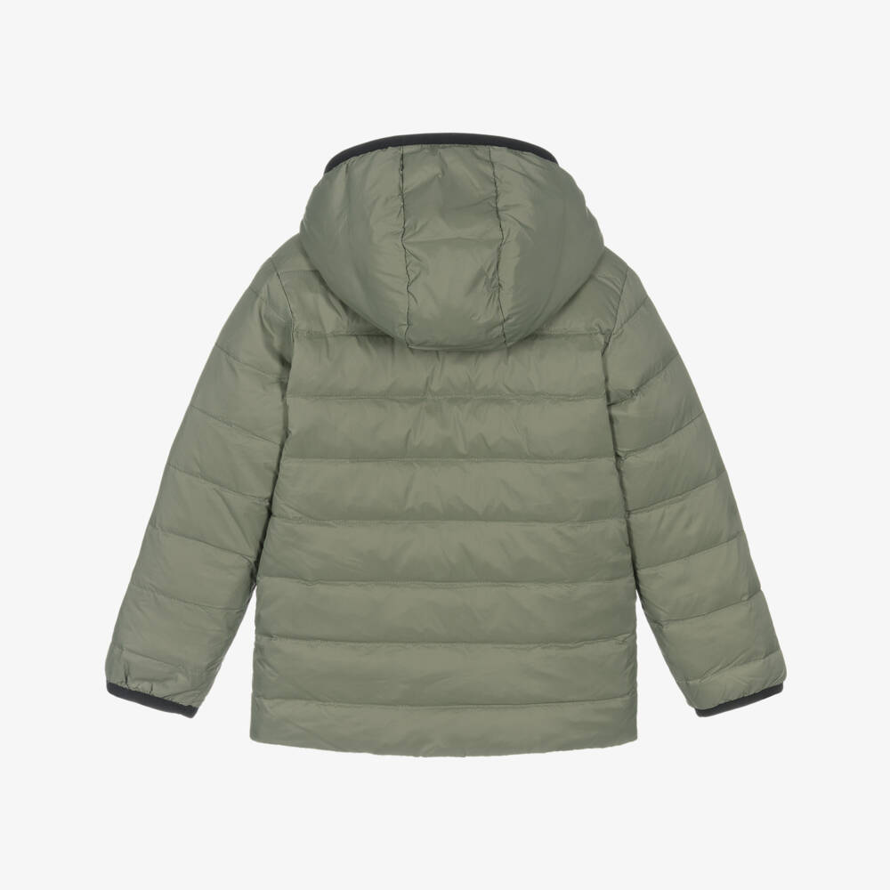 BOSS-Boys Green & Black Reversible Puffer Jacket | Childrensalon Outlet
