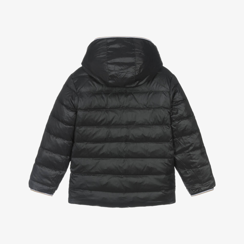 BOSS-Boys Green & Black Reversible Puffer Jacket | Childrensalon Outlet