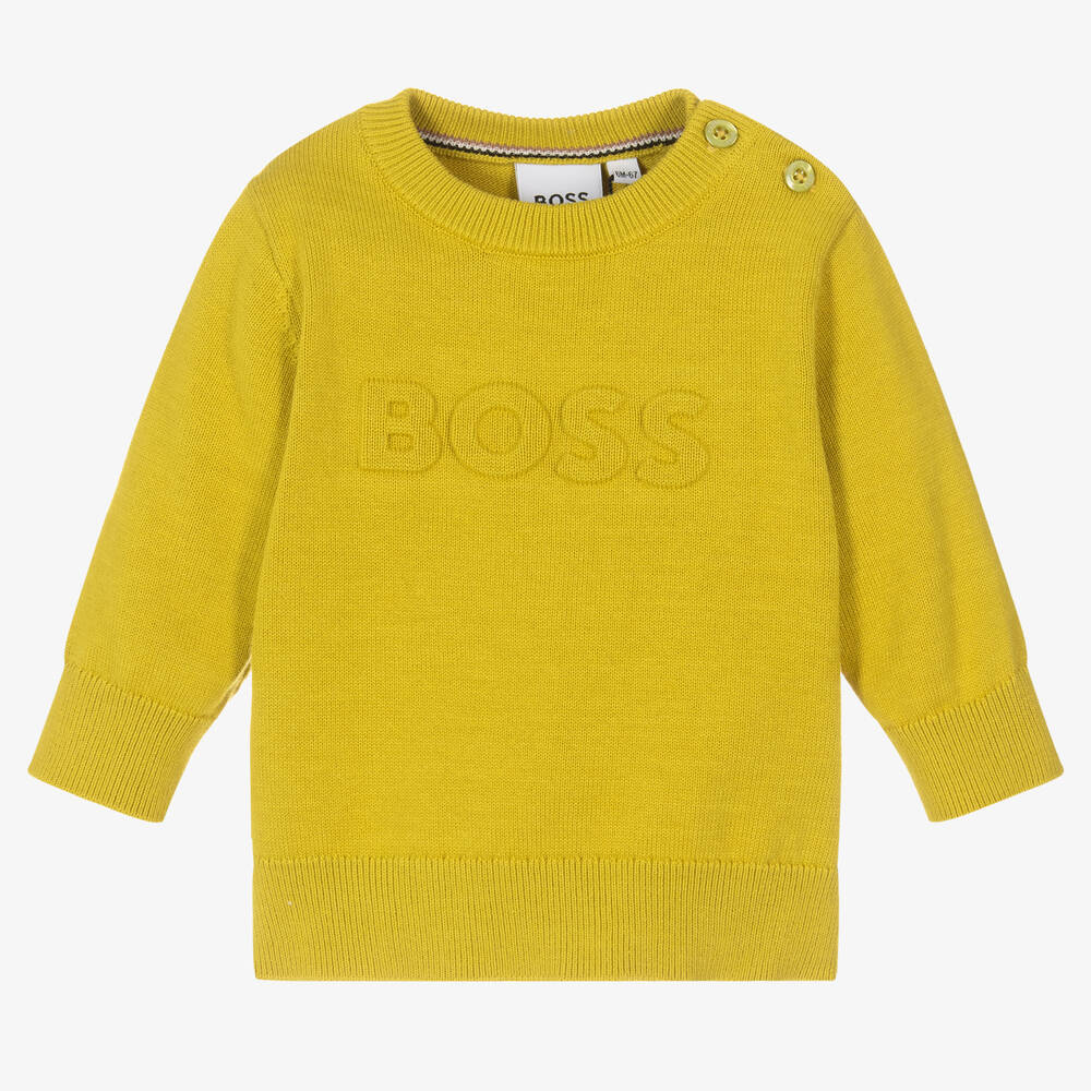 BOSS - Grüner Baumwoll-Strickpullover | Childrensalon