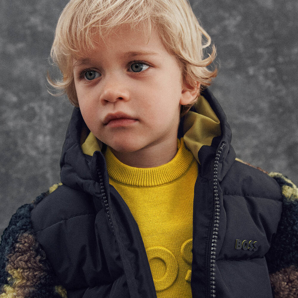 BOSS-Boys Green Cotton Knit Sweater | Childrensalon Outlet