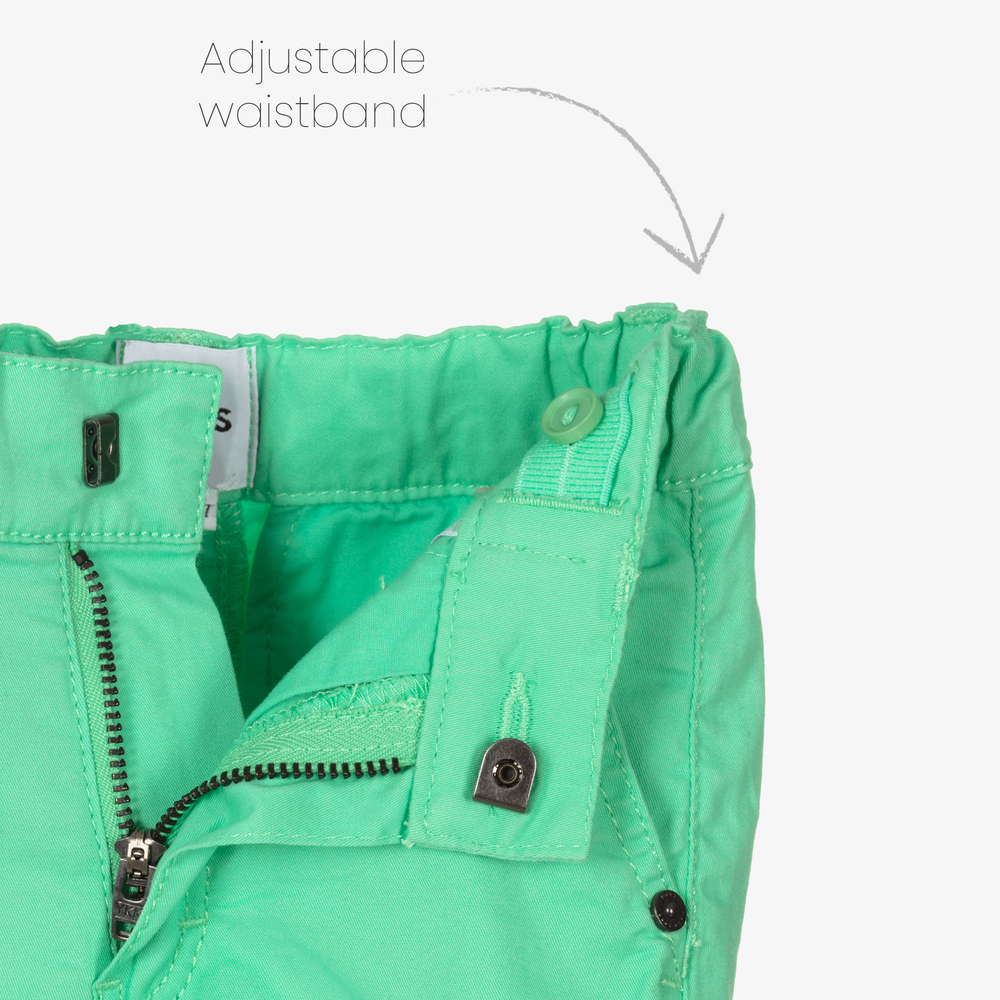 BOSS-Boys Green Cotton Shorts | Childrensalon Outlet