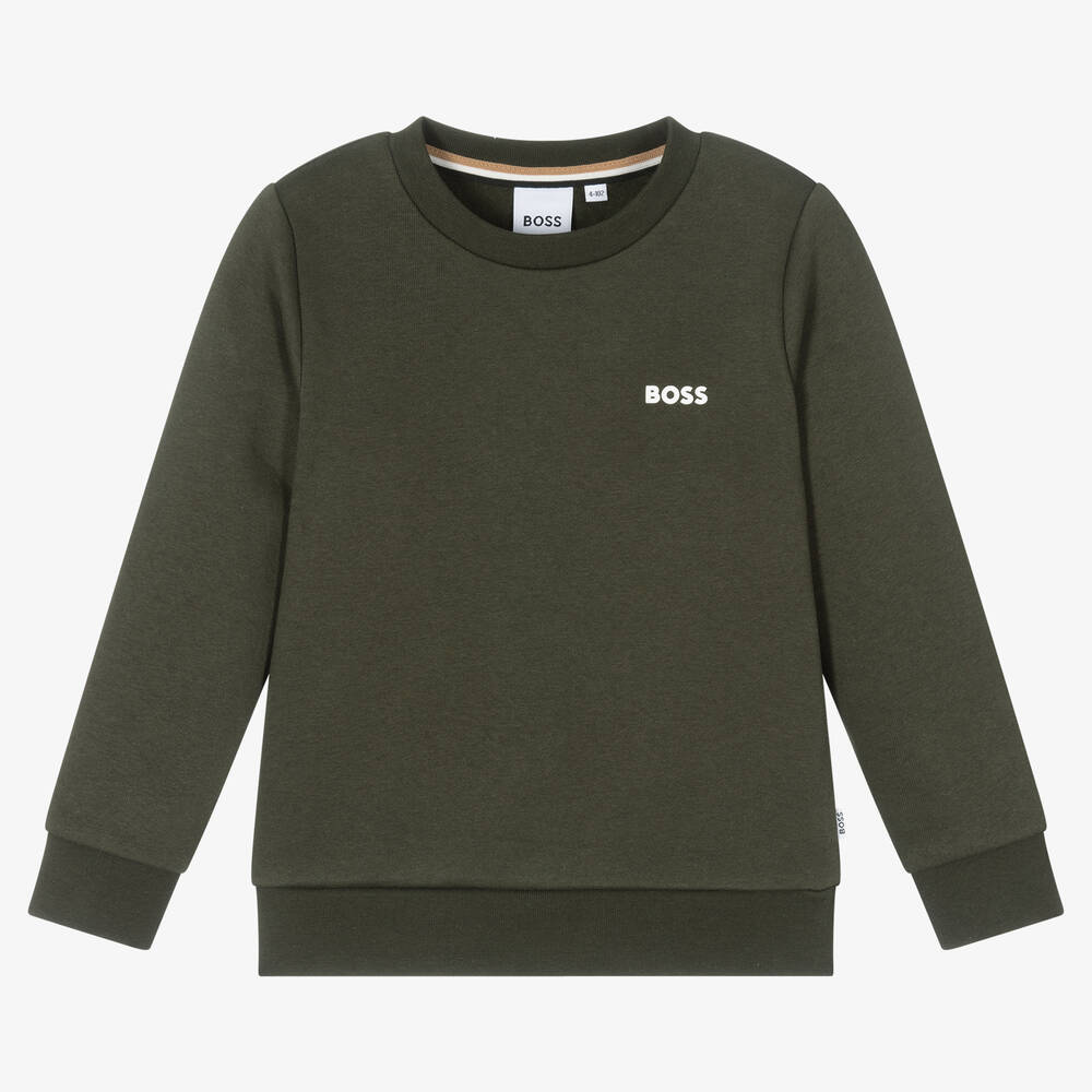 BOSS - Sweat vert en coton Garçon | Childrensalon