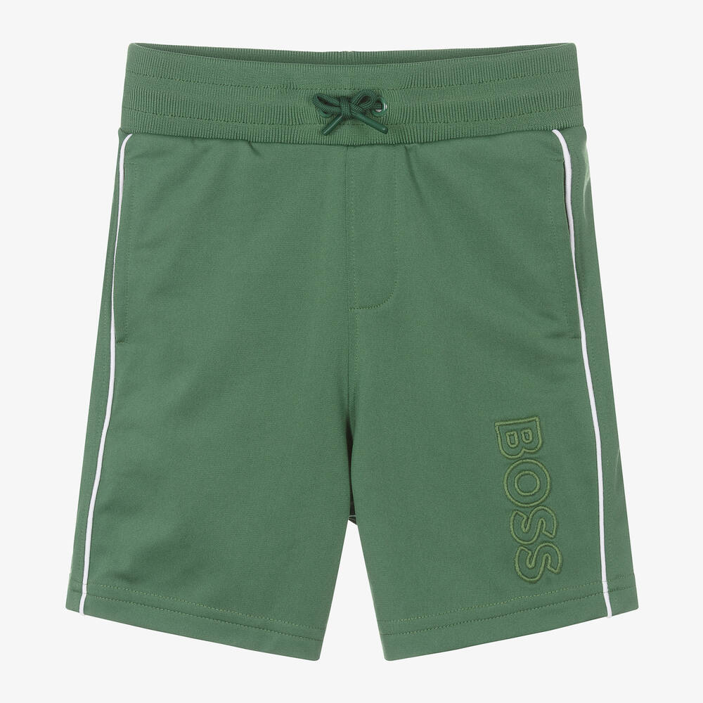 BOSS Boys Green Jersey Shorts Childrensalon Outlet