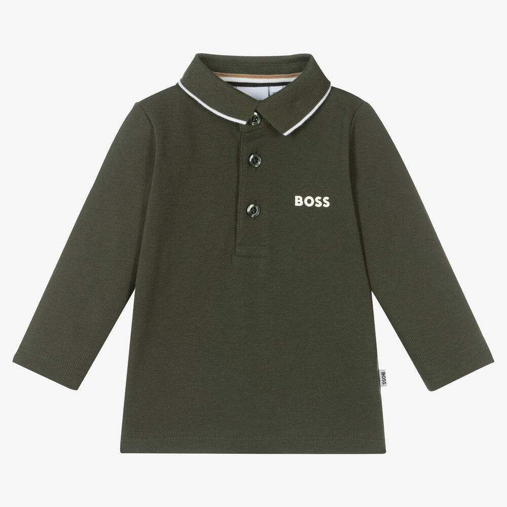 BOSS - Boys Green Logo Polo Shirt | Childrensalon