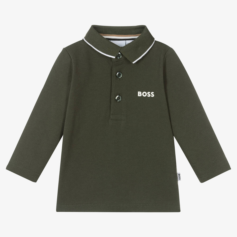 BOSS-Boys Green Logo Polo Shirt | Childrensalon Outlet