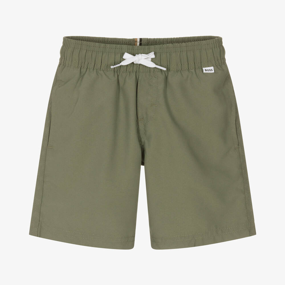 BOSS - Boys Green Magic Logo Swim Shorts | Childrensalon