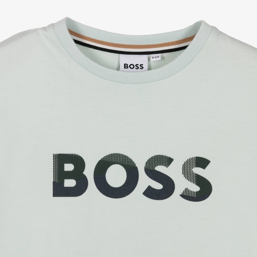 BOSS-Boys Green & Navy Blue Jersey Shorts Set | Childrensalon Outlet