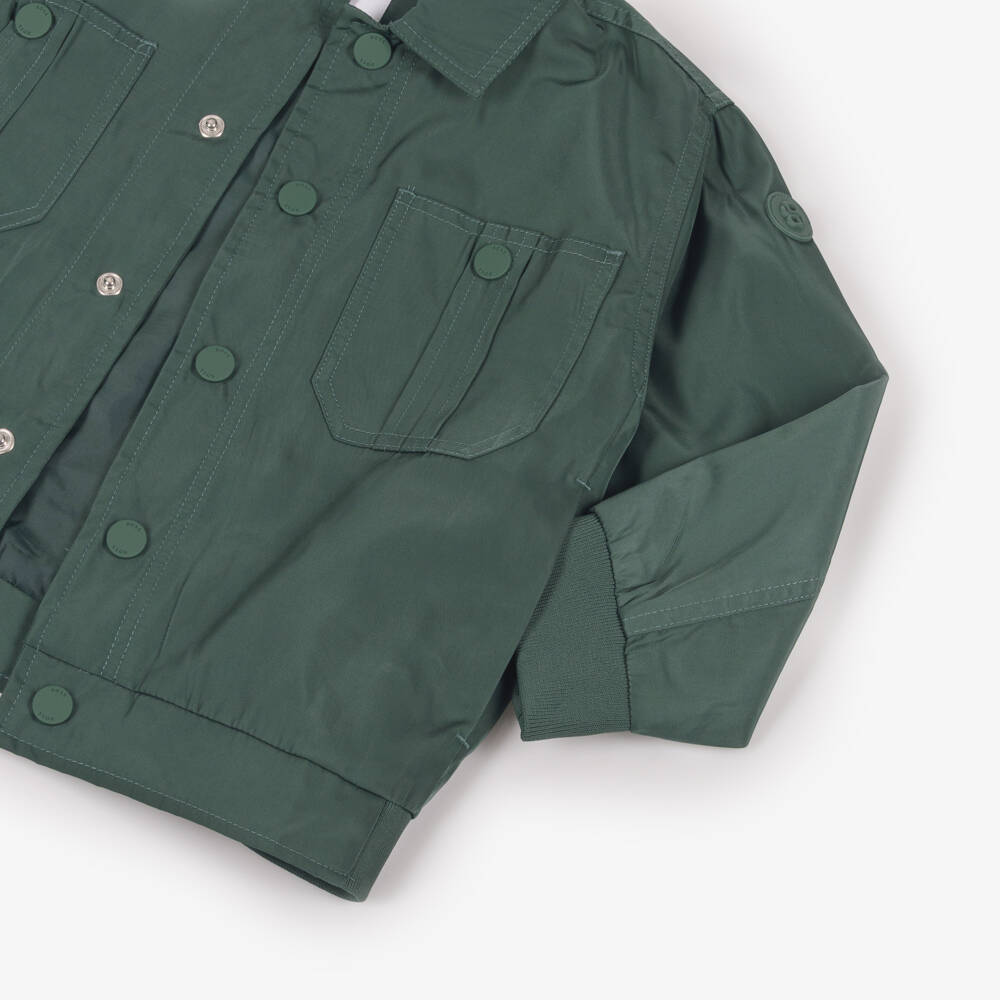 BOSS-Boys Green Silky Smooth Twill Jacket | Childrensalon Outlet