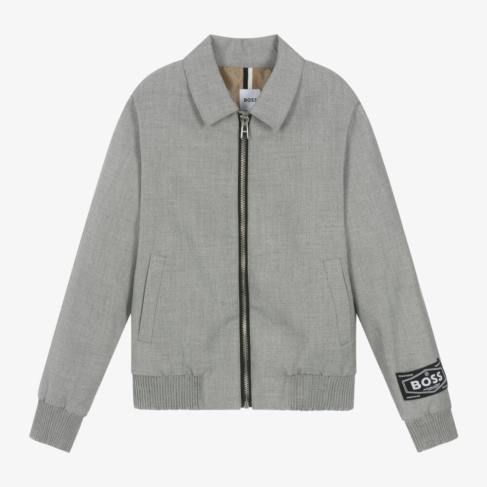 BOSS-Boys Grey 1977 Label Jacket | Childrensalon Outlet