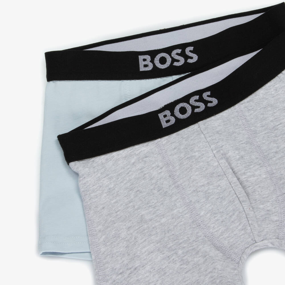 BOSS-Boys Grey and Blue Boxer Set | Childrensalon Outlet