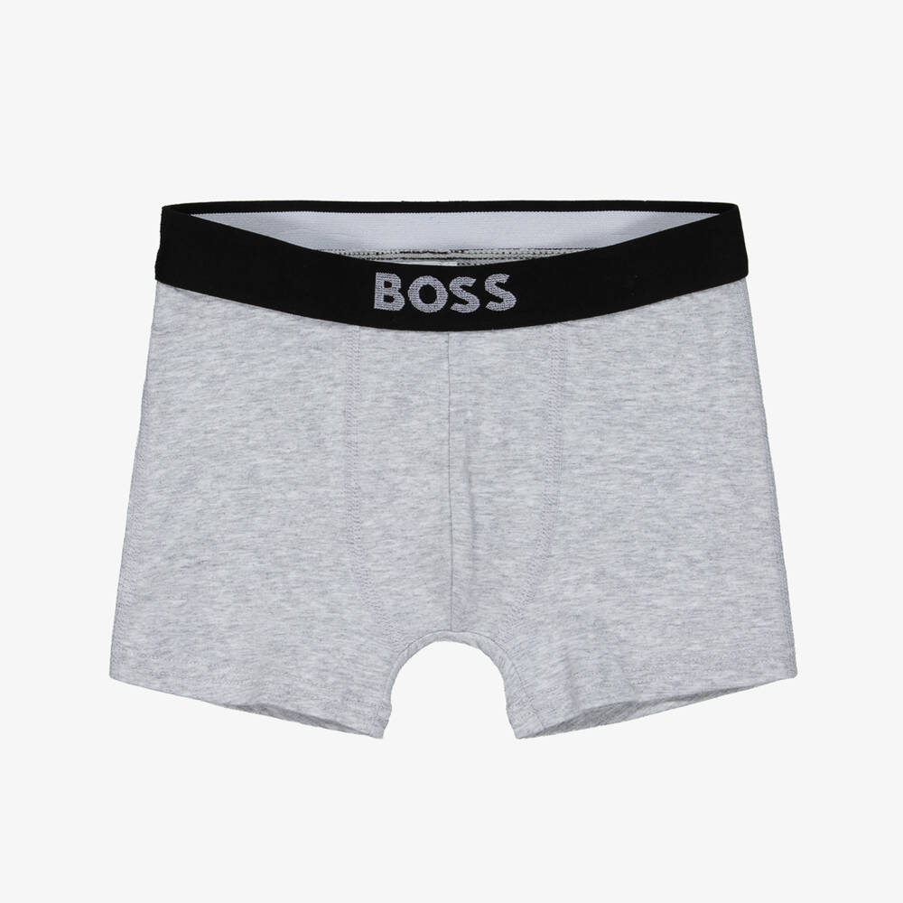 BOSS-Boys Grey and Blue Boxer Set | Childrensalon Outlet