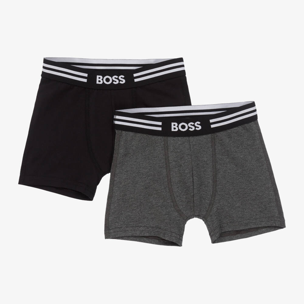 BOSS-Boys Grey & Black Boxer Set | Childrensalon Outlet