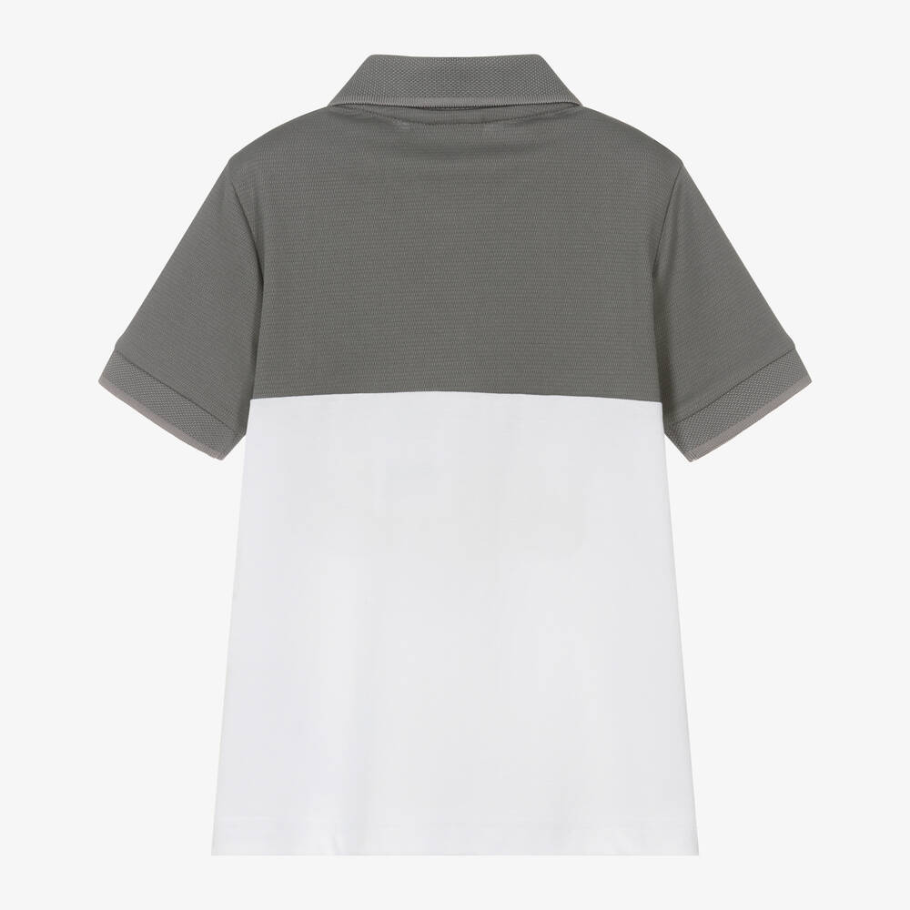 BOSS-Boys Grey Colourblock Polo Shirt | Childrensalon Outlet