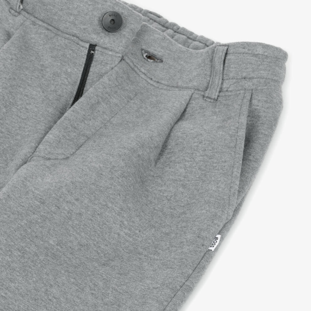 BOSS-Boys Grey Cotton Jersey Jogger Trousers | Childrensalon Outlet