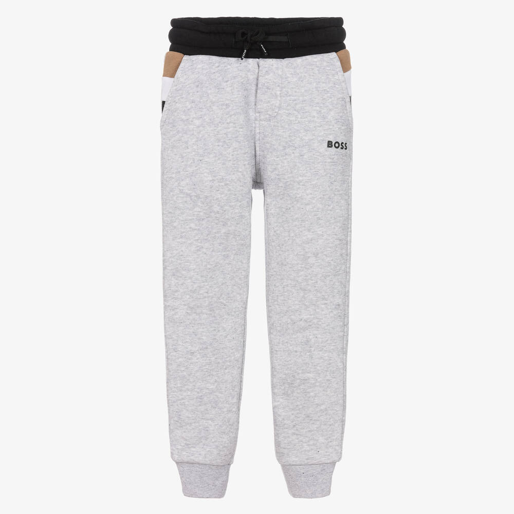 BOSS - Pantalon de jogging gris en coton | Childrensalon