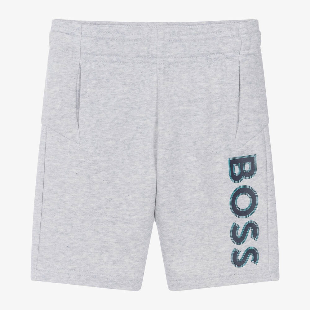 BOSS Boys Grey Cotton Shorts Childrensalon Outlet