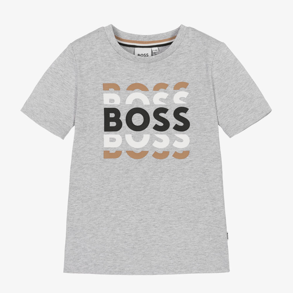 BOSS - Graues Baumwoll-T-Shirt für Jungen | Childrensalon