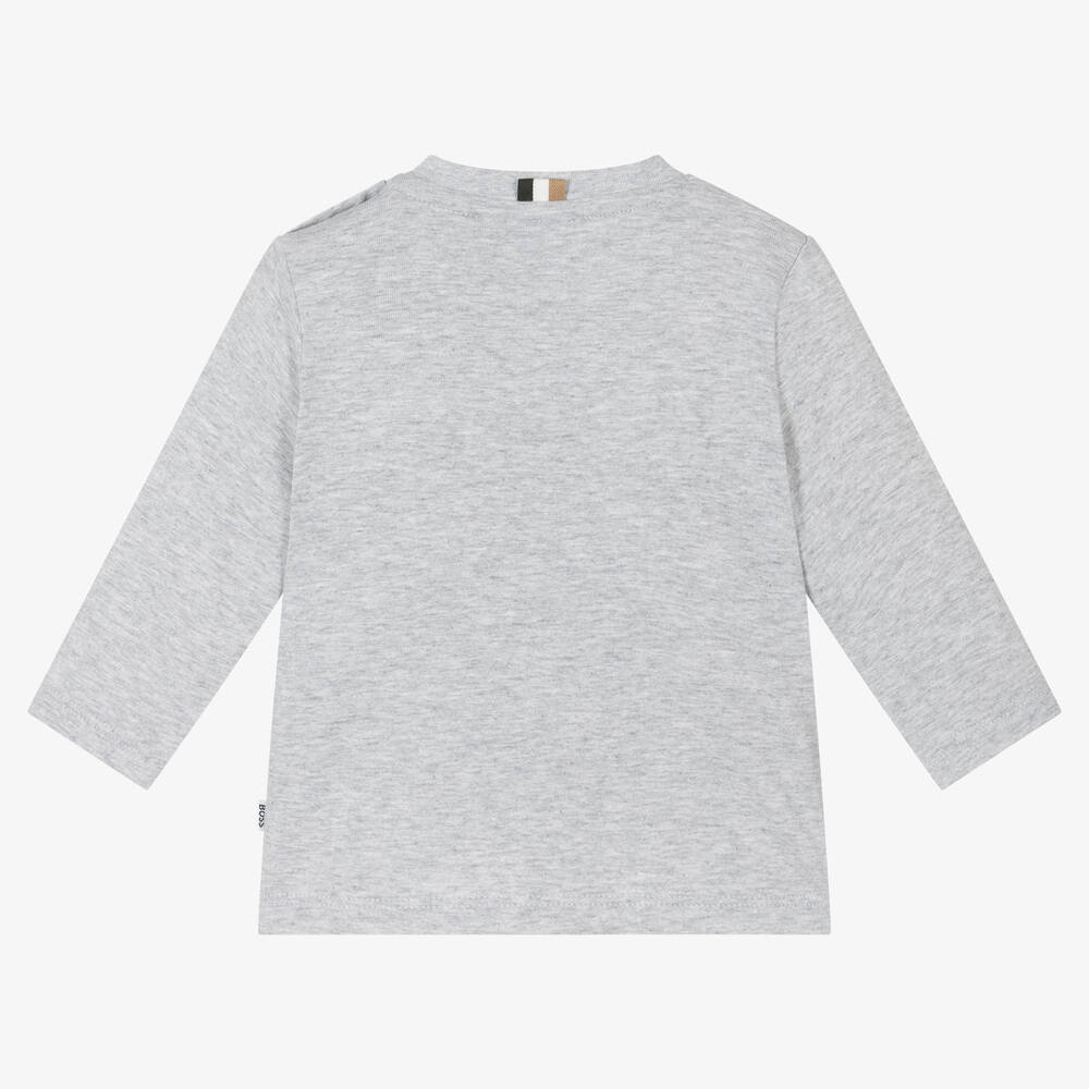 BOSS-توب قطن لون رمادي أطفال ولادي | Childrensalon Outlet