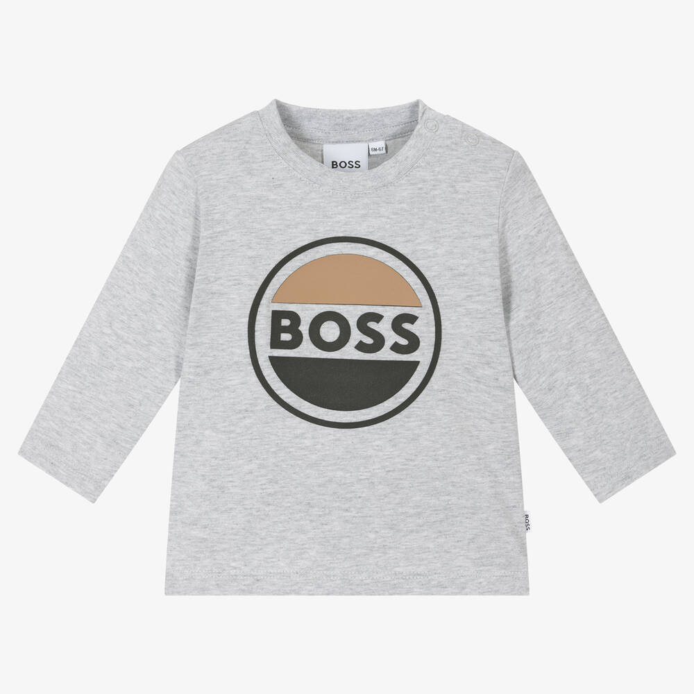 BOSS - Haut gris en coton garçon | Childrensalon