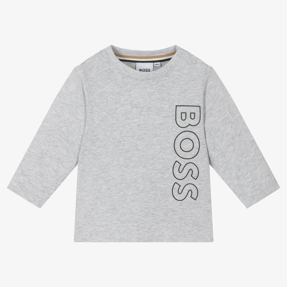 BOSS - Haut gris en coton garçon | Childrensalon