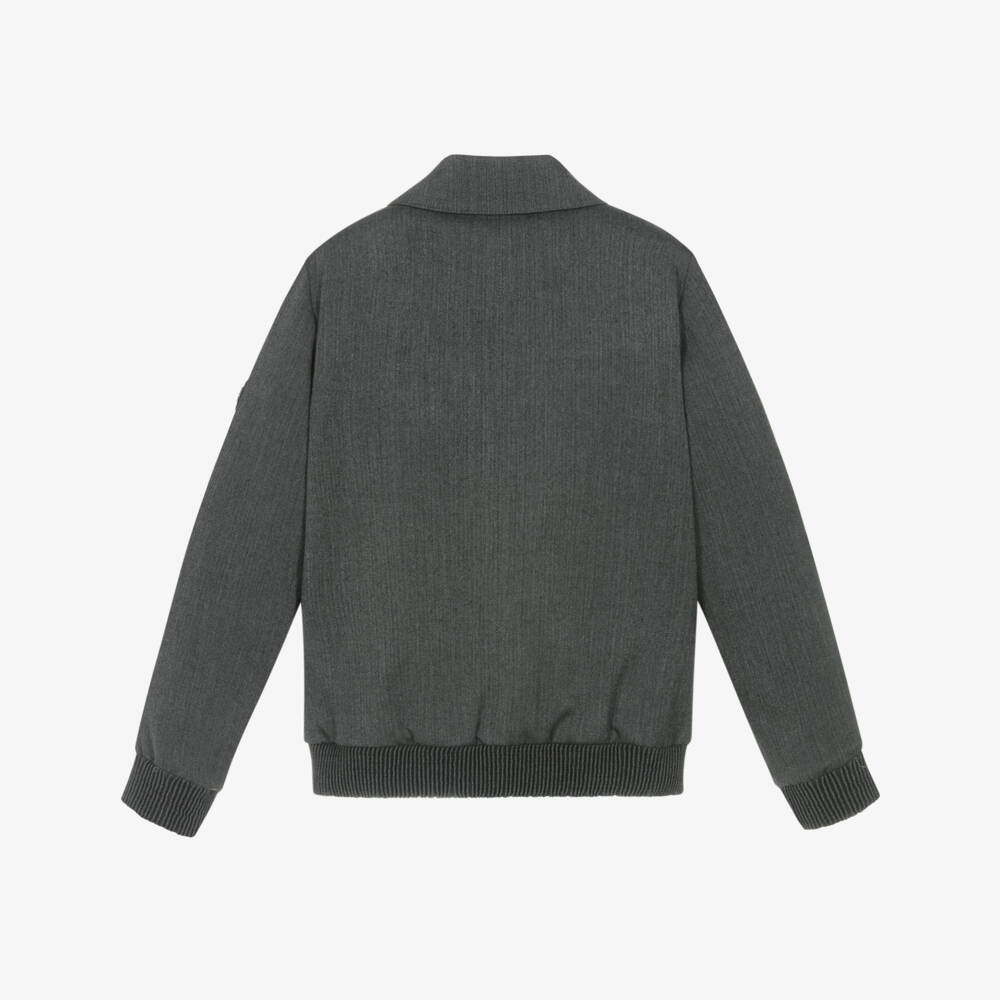 BOSS-Boys Grey Herringbone Zip-Up Blouson Jacket | Childrensalon Outlet
