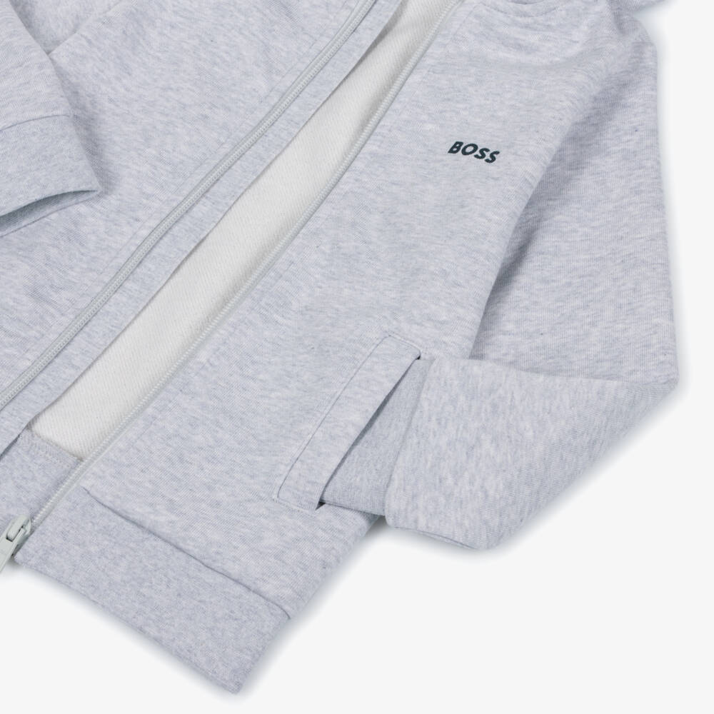 BOSS-Boys Grey Logo Hoodie Set | Childrensalon Outlet