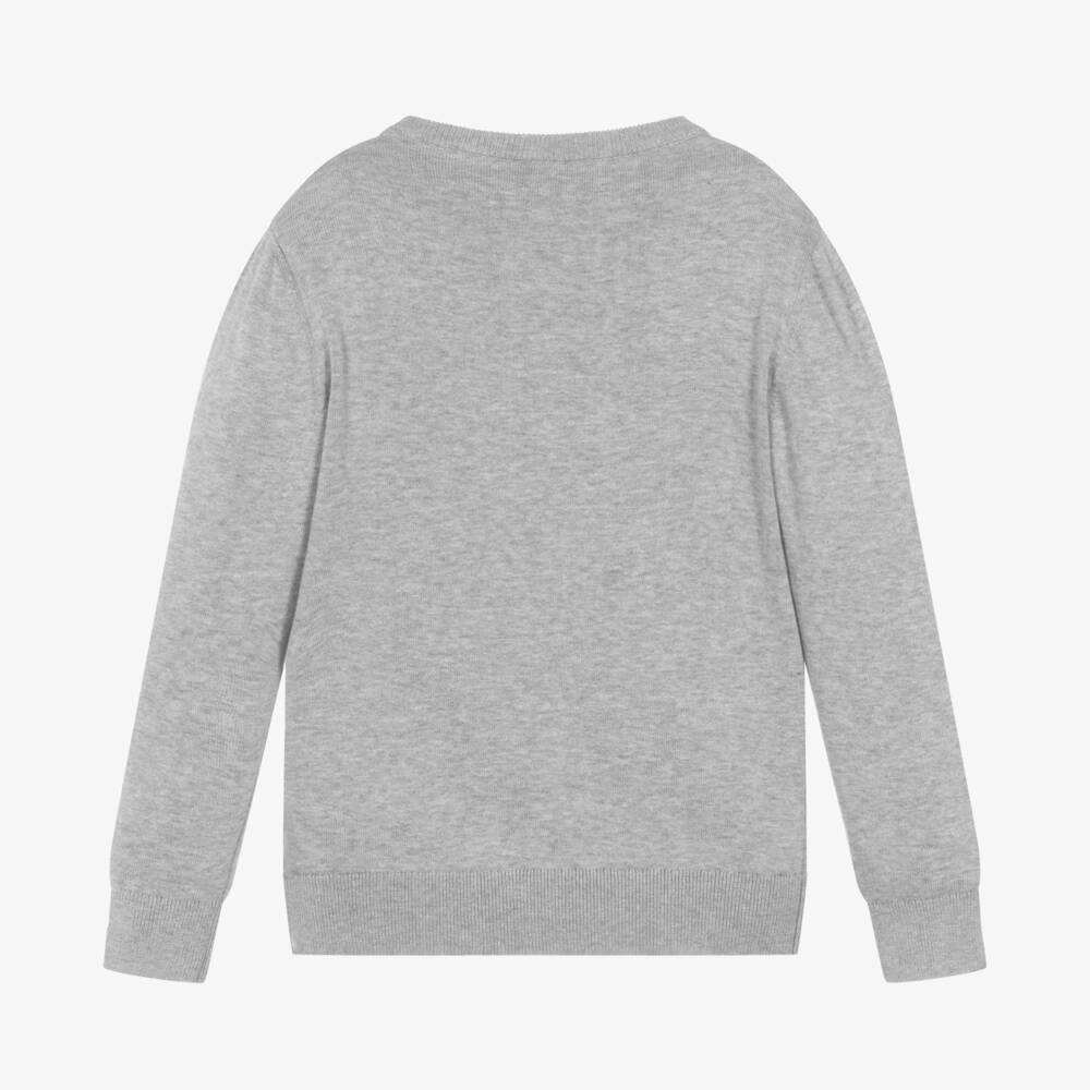 BOSS-Boys Grey Logo Knit Jumper | Childrensalon Outlet