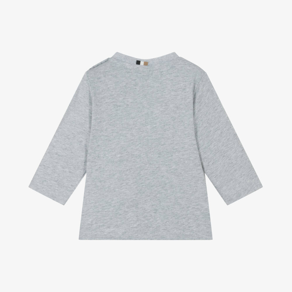 BOSS-Boys Grey Long Sleeve Tee | Childrensalon Outlet