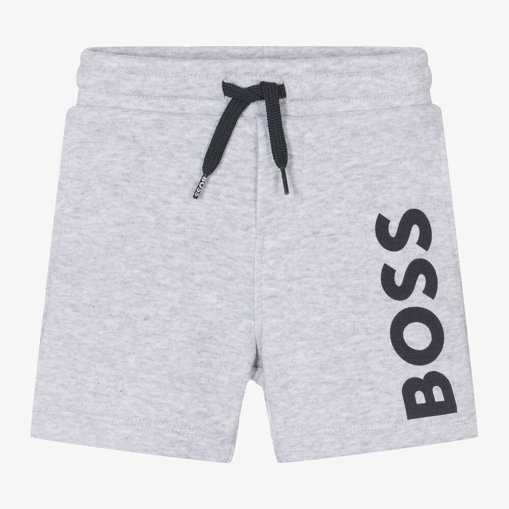 BOSS-Boys Grey Marl Cotton Jersey Shorts | Childrensalon Outlet