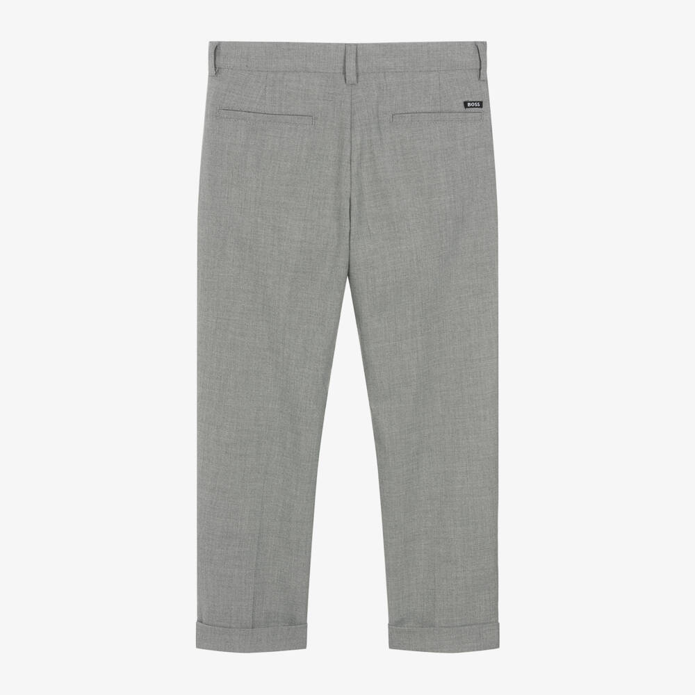 BOSS-Boys Grey Tailored Trousers | Childrensalon Outlet
