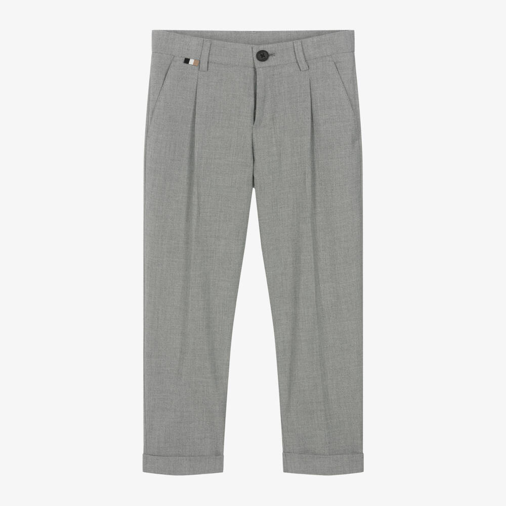 BOSS-Boys Grey Tailored Trousers | Childrensalon Outlet