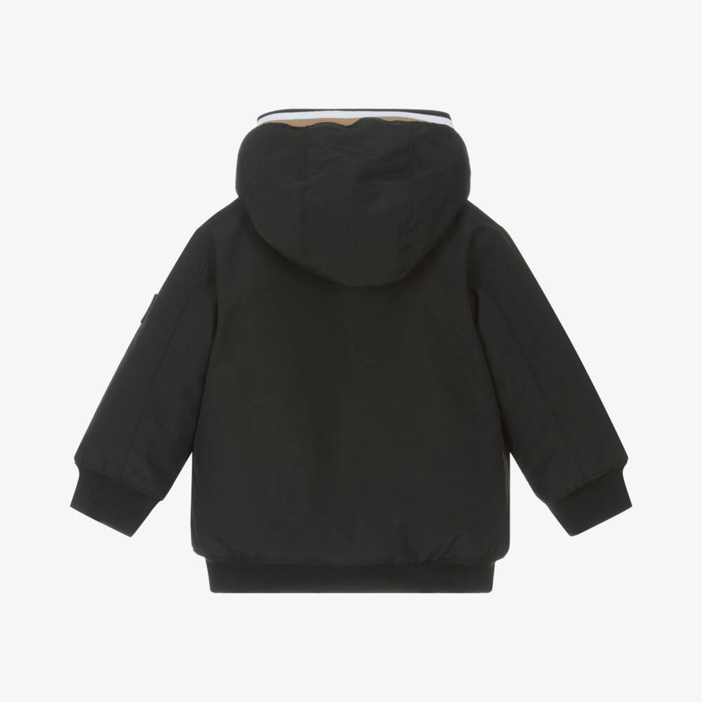 BOSS-Boys Hooded Black Jacket | Childrensalon Outlet