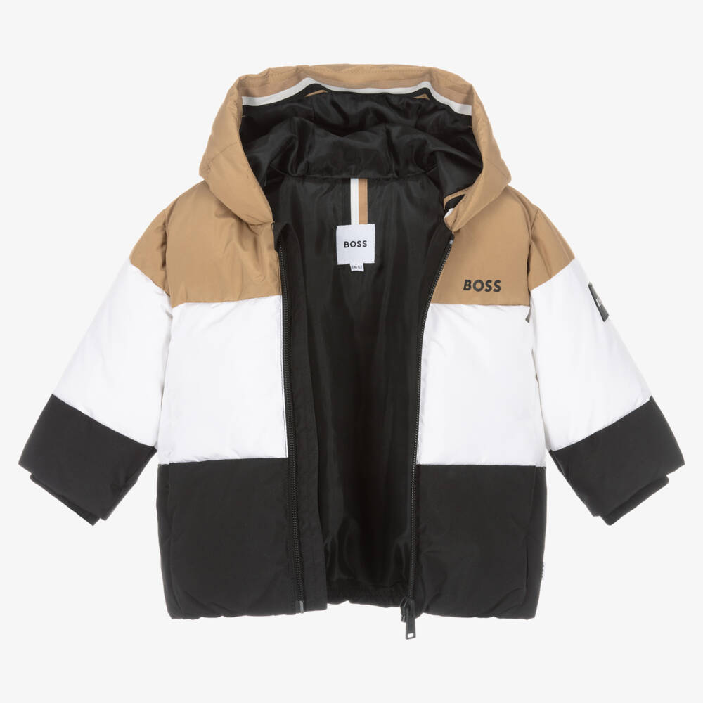 BOSS-Бежево-черная куртка с капюшоном | Childrensalon Outlet