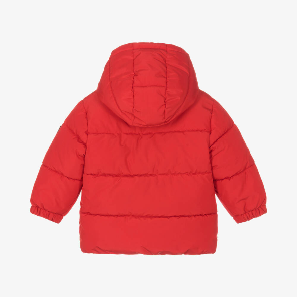 BOSS-Boys Hooded Red Puffer Jacket | Childrensalon Outlet