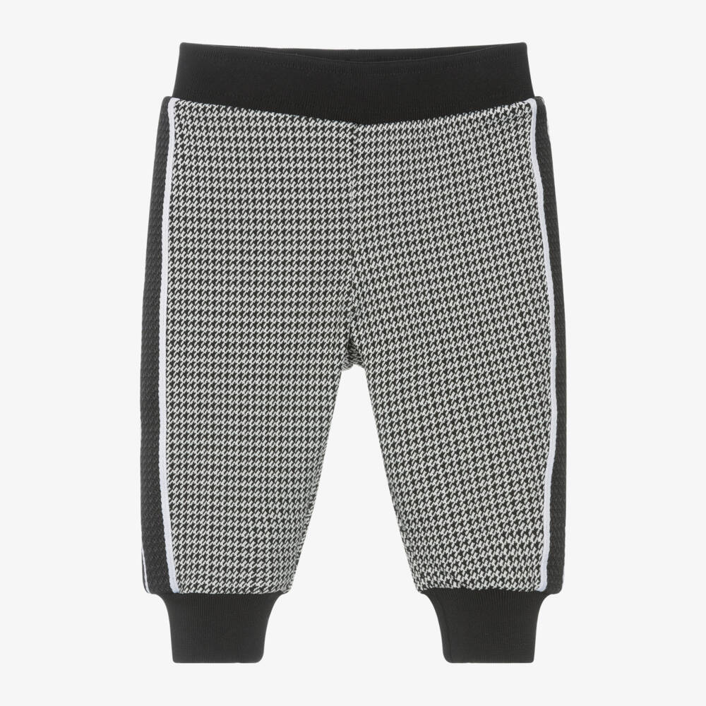 BOSS-Boys Houndstooth Black Joggers | Childrensalon Outlet